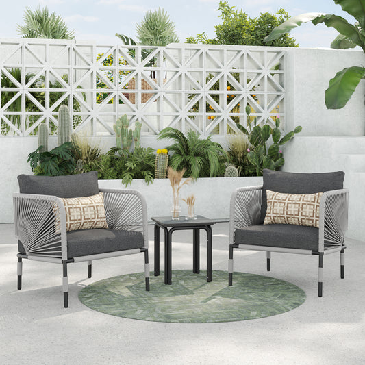 Hibiscus 3-Piece Club Chair Set (Grey)