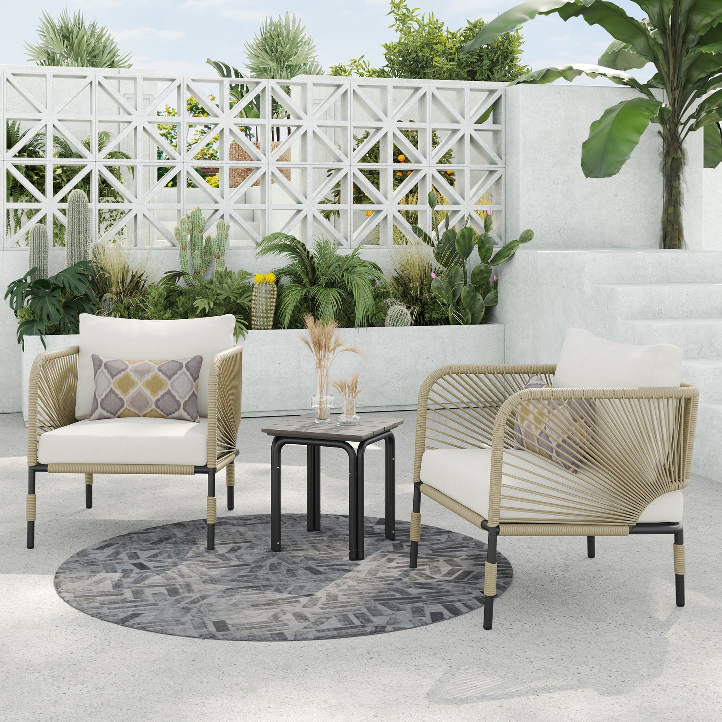 Hibiscus 3-piece Club Chair Set (khaki)