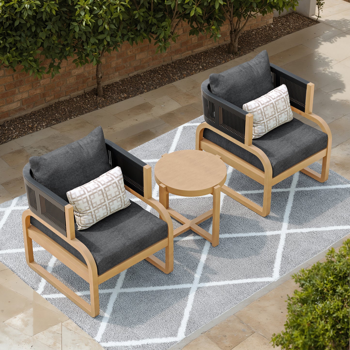 Mandevilla 3-Piece Club Chair Set (Black)
