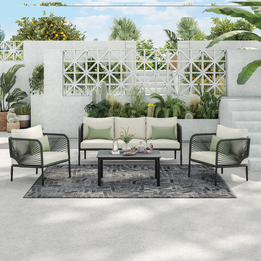 Hibiscus 4-Piece Conversation Set (Green)