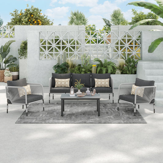 Hibiscus 4-Piece Conversation Set (Grey)