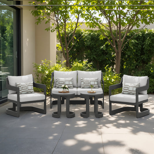 Begonia 5-Piece Conversation Set (Pale Gray)