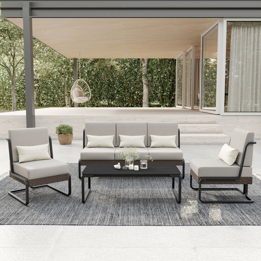 Plumeria 4-Piece Conversation Set (Light Gray)