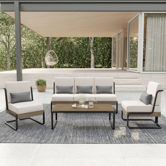 Plumeria 4-Piece Conversation Set (Beige)