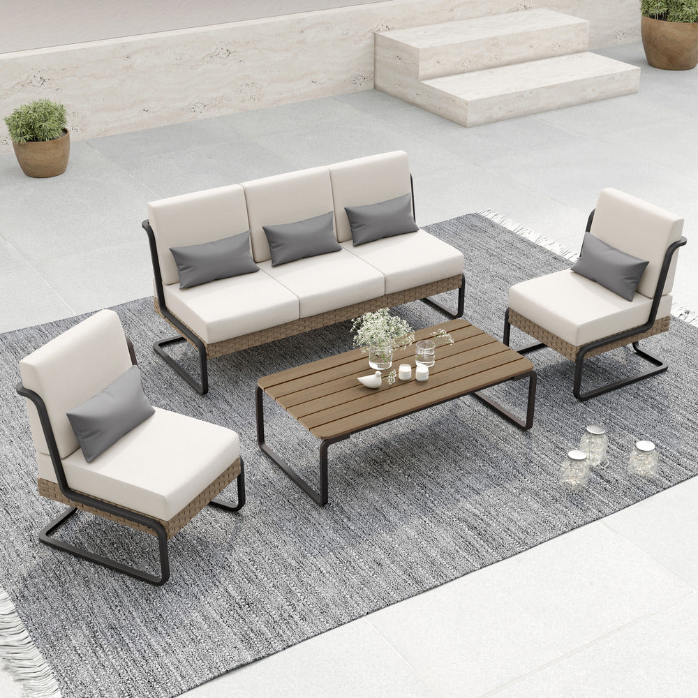 Plumeria 4-Piece Conversation Set (Beige)