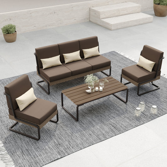 Plumeria 4-Piece Conversation Set (Brown)
