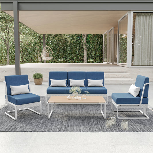 Plumeria 4-Piece Conversation Set (Blue)