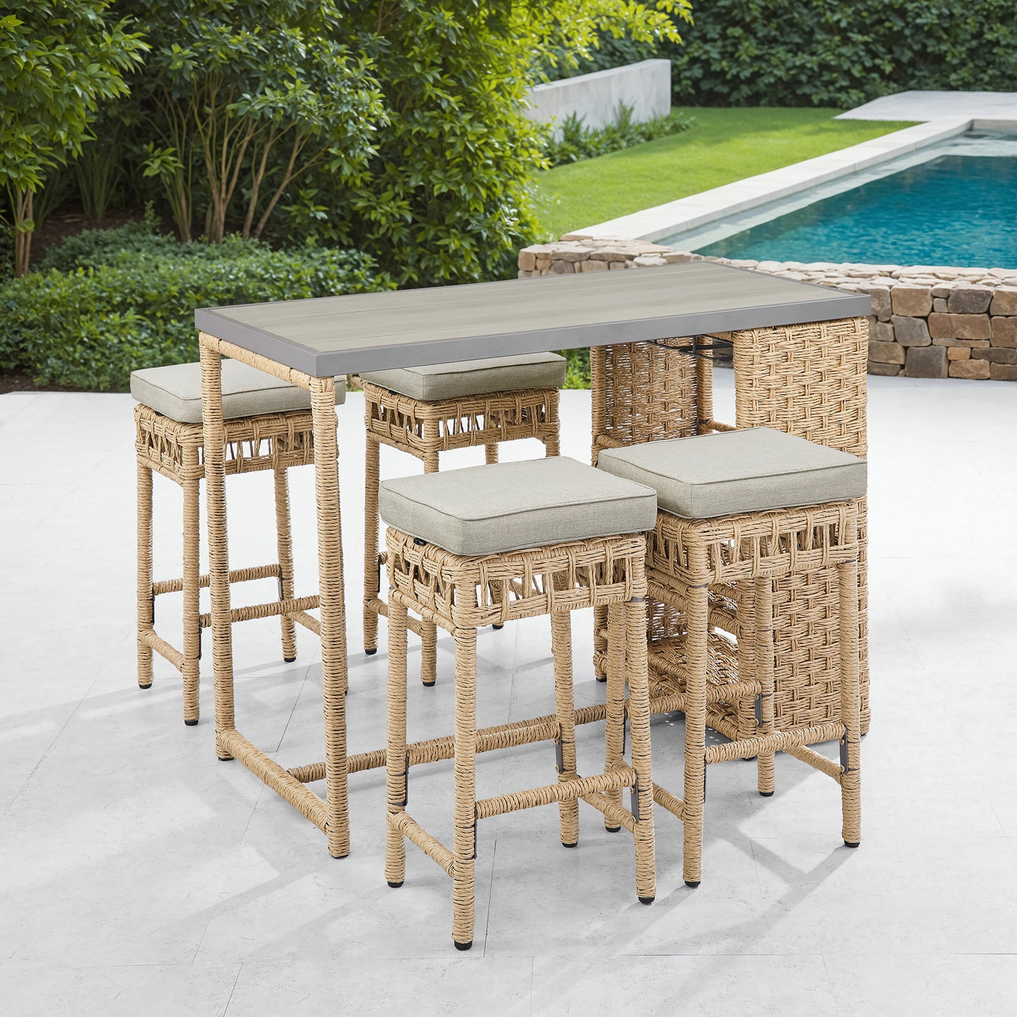 Ensemble à dîner style bar 5-pièces Paia (Crème)