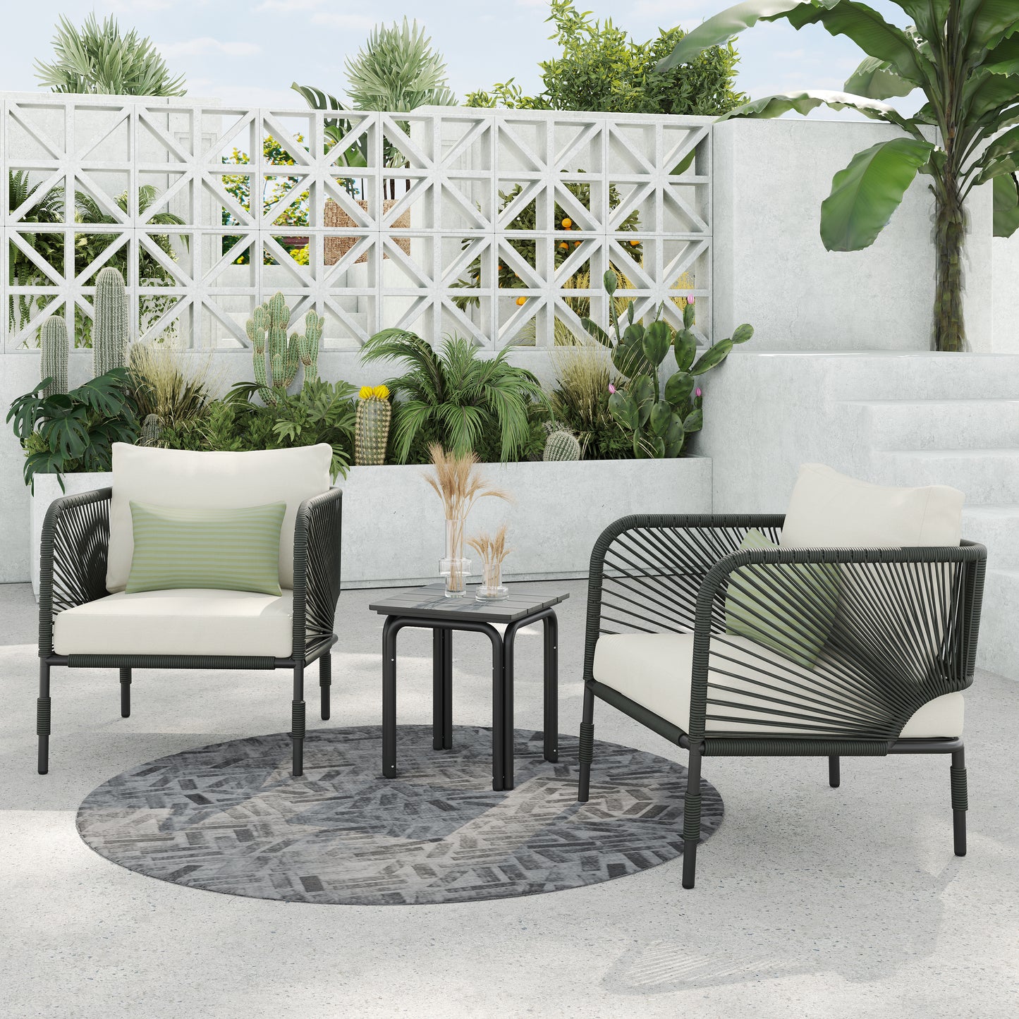 Hibiscus 3-Piece Club Chair Set (Green)