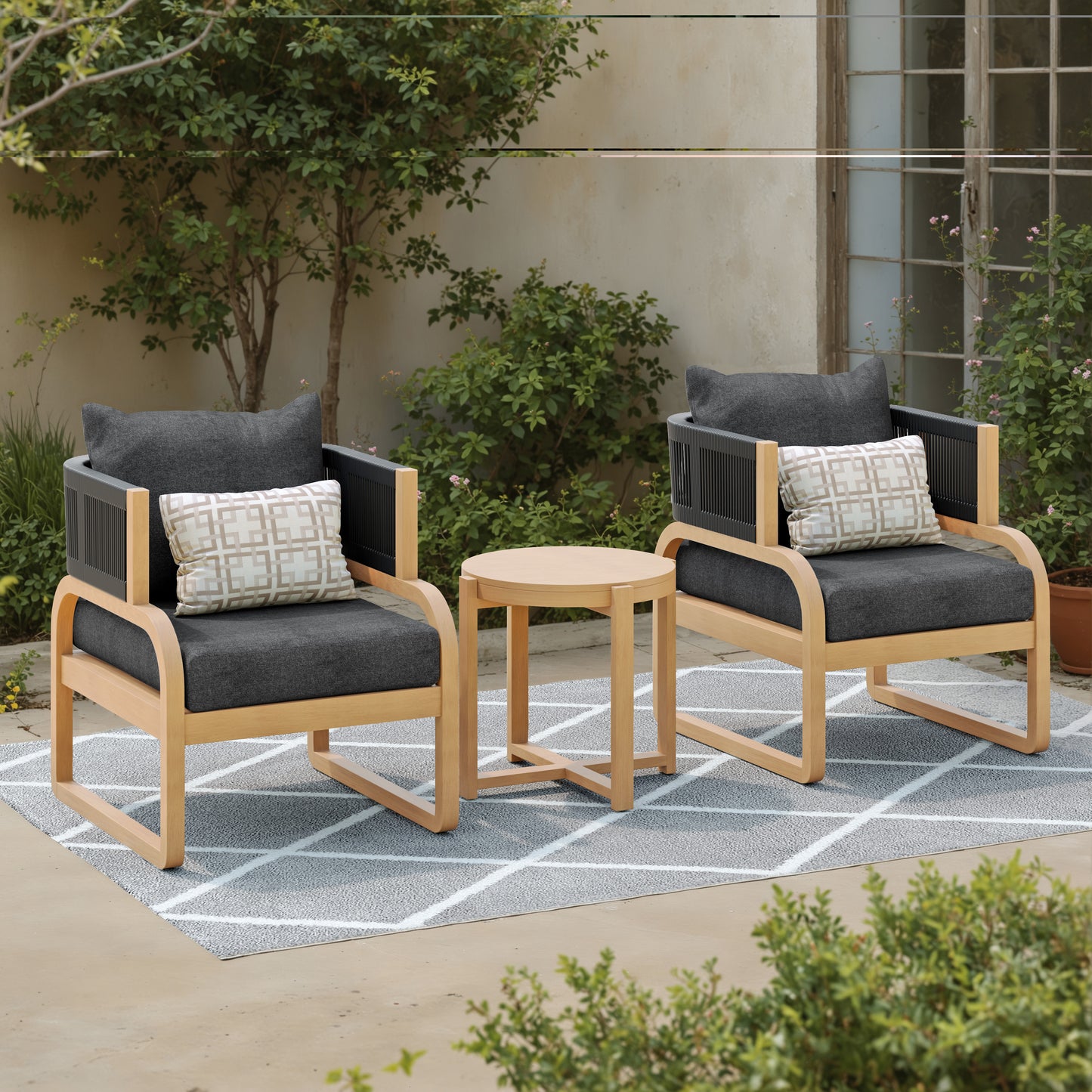 Mandevilla 3-Piece Club Chair Set (Black)