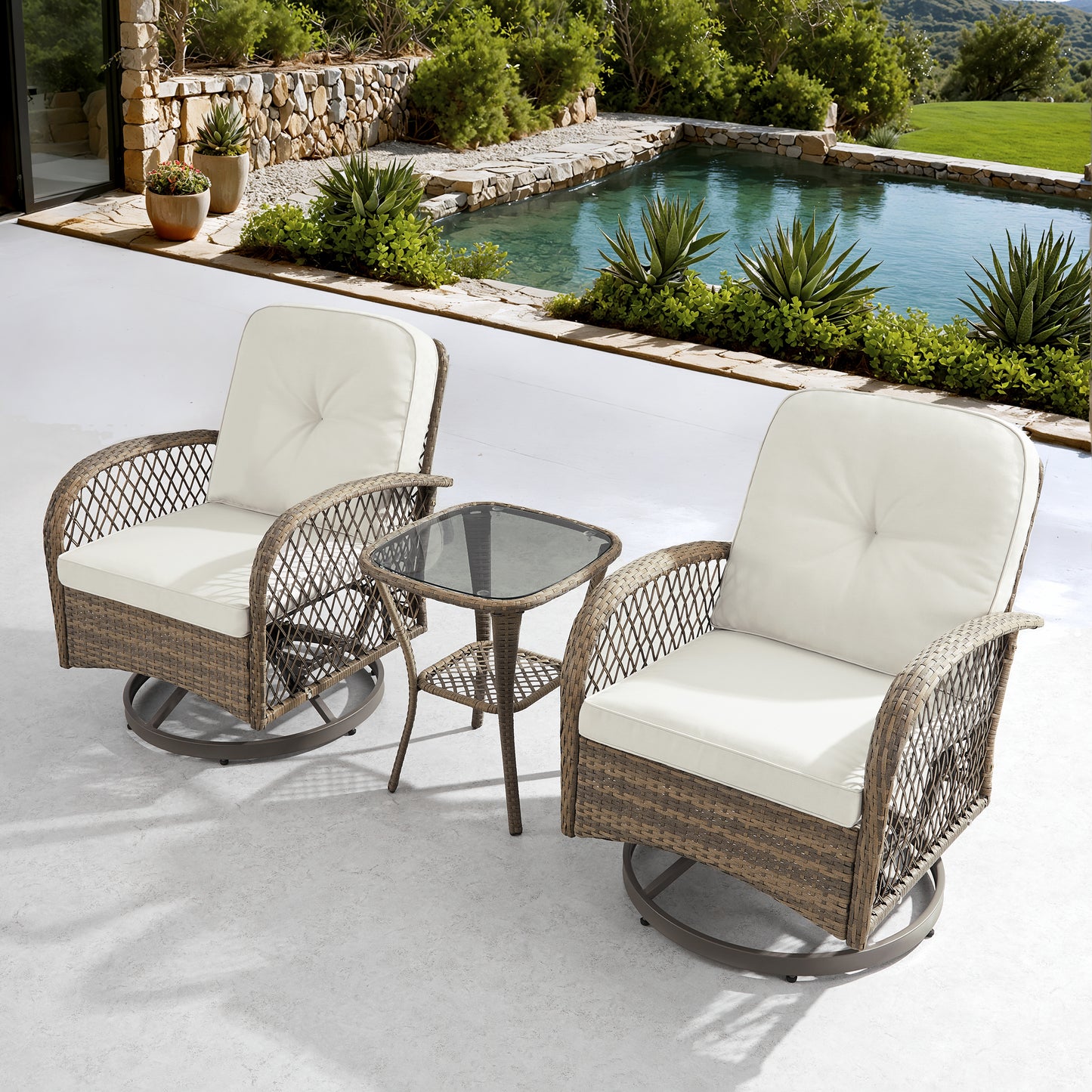 Ely 3-piece swivel chair set