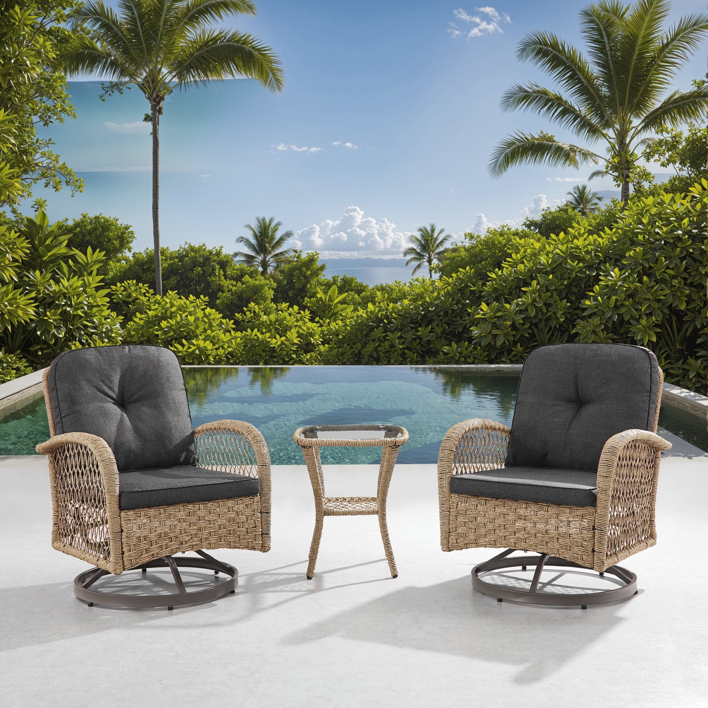 Ely 3-piece swivel chair set