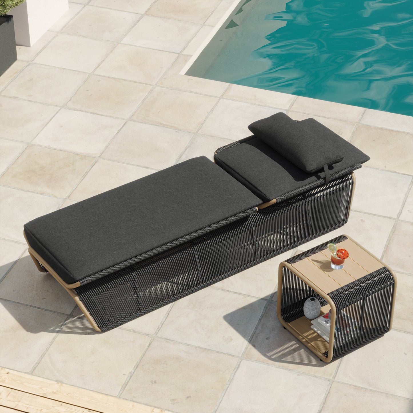 Maranta 2-Piece Chaise Lounge Set (Black)