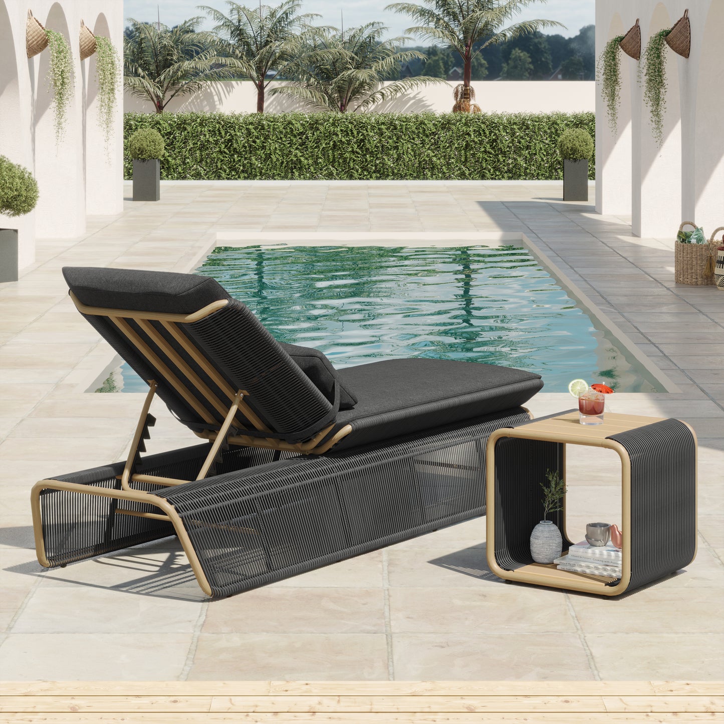Maranta 2-Piece Chaise Lounge Set (Black)