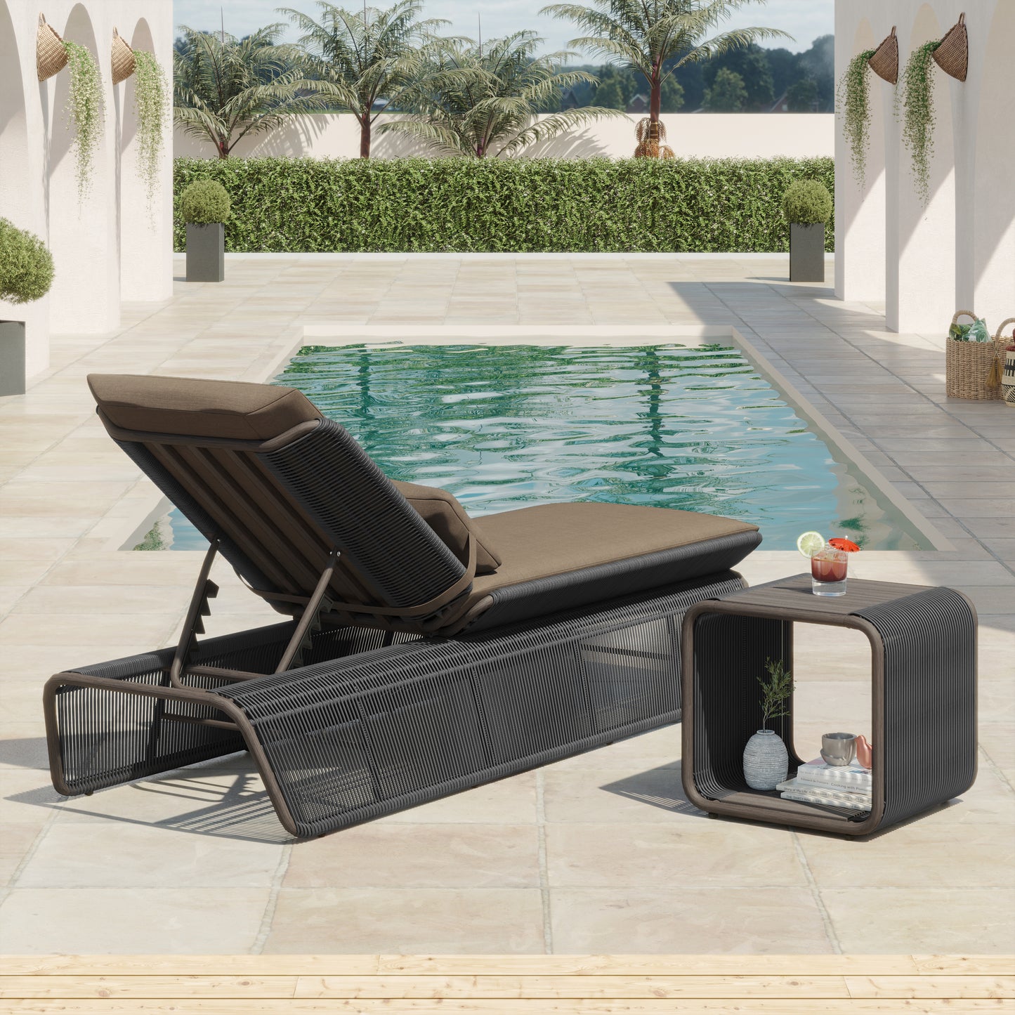 Maranta 2-Piece Chaise Lounge Set (Brown)