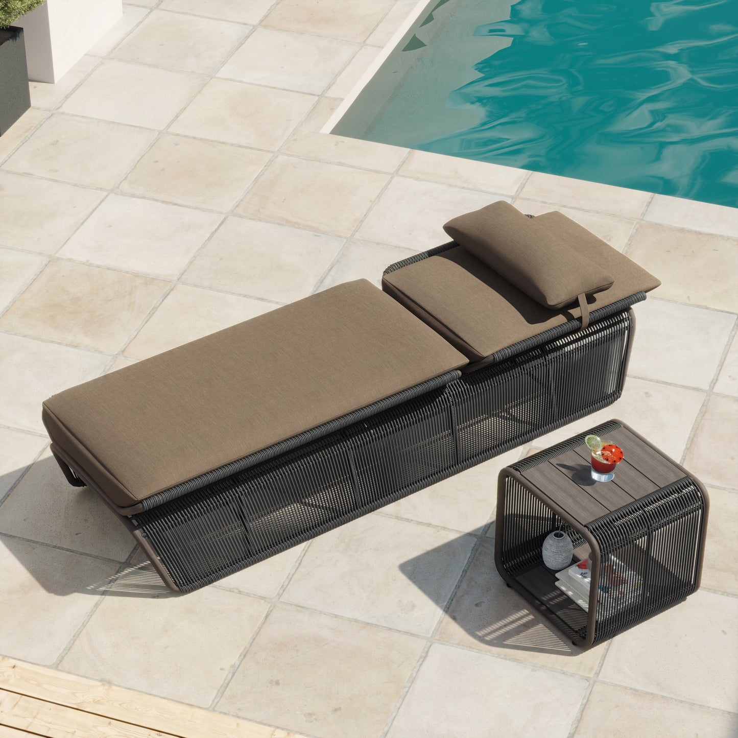 Maranta 2-Piece Chaise Lounge Set (Brown)