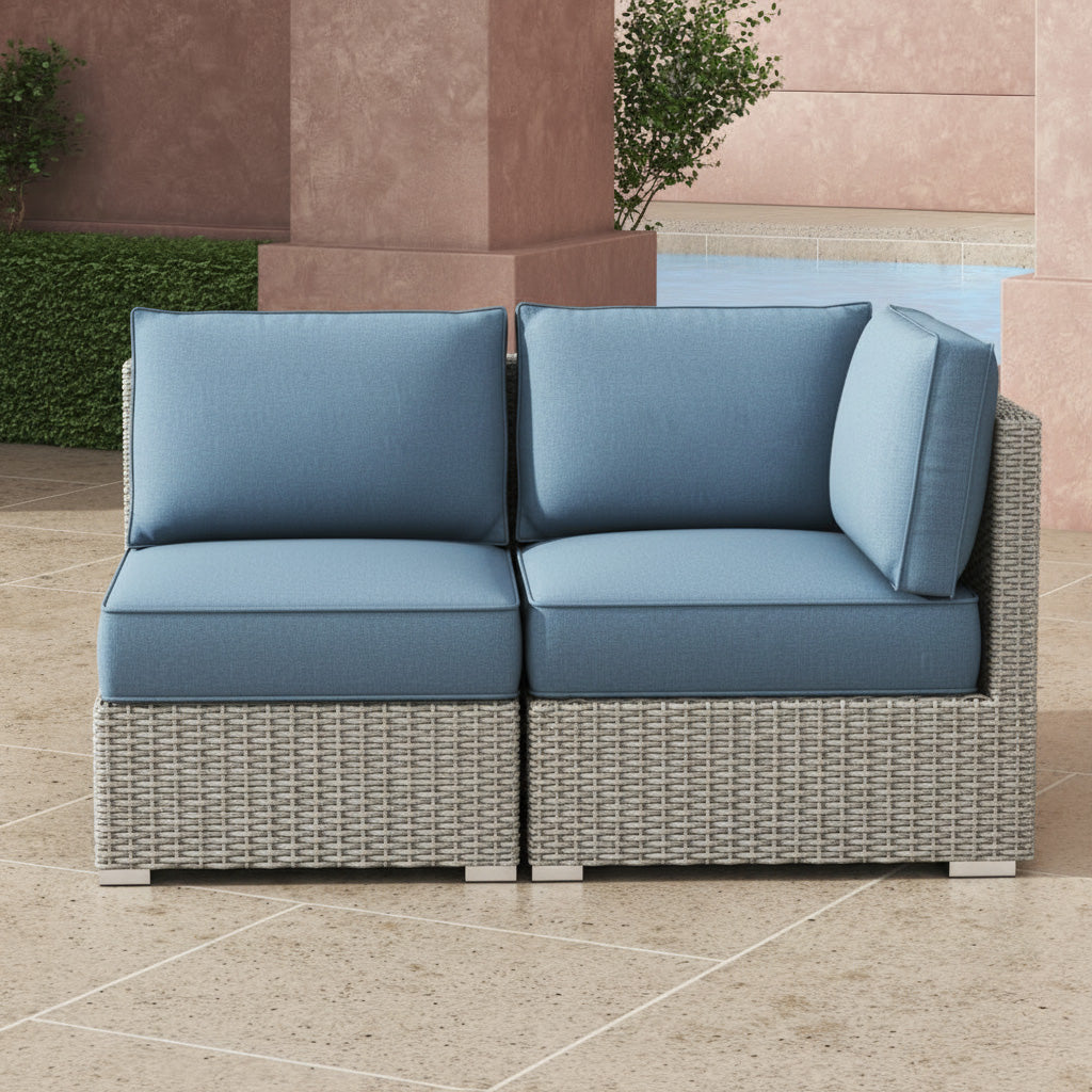 Fauteuil sans accoudoir + Fauteuil en coin Niko - Bleu
