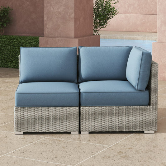 Fauteuil sans accoudoir + Fauteuil en coin Niko - Bleu
