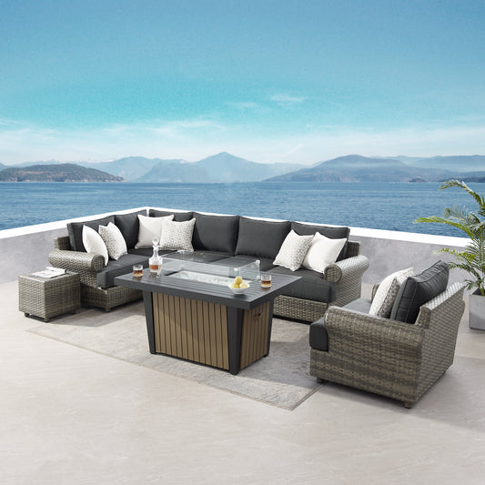 Ensemble de conversation 8-pièces avec table foyer Regency