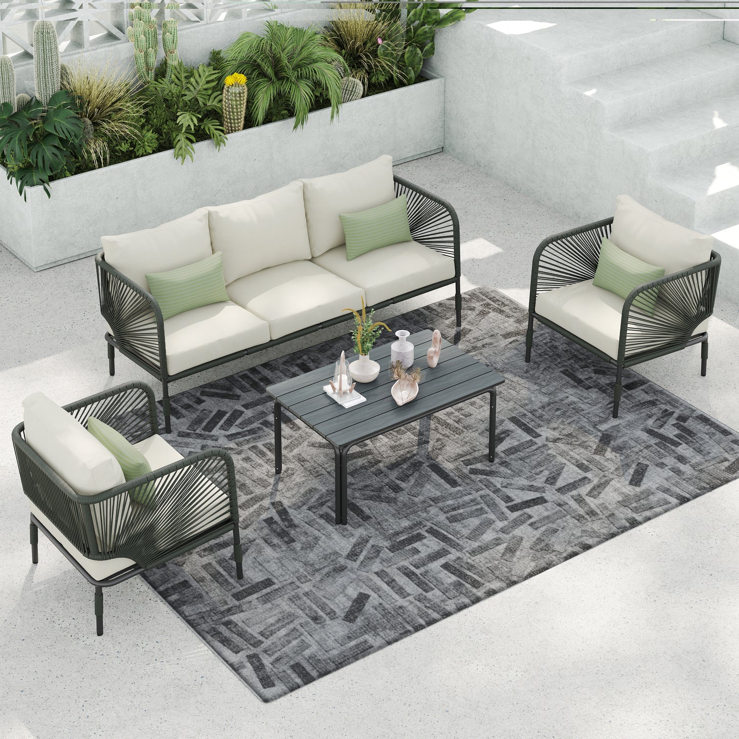 Hibiscus 4-Piece Conversation Set (Green)