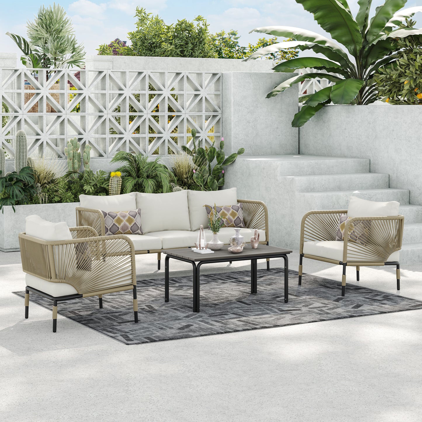 Hibiscus 4-Piece Conversation Set (Khaki)