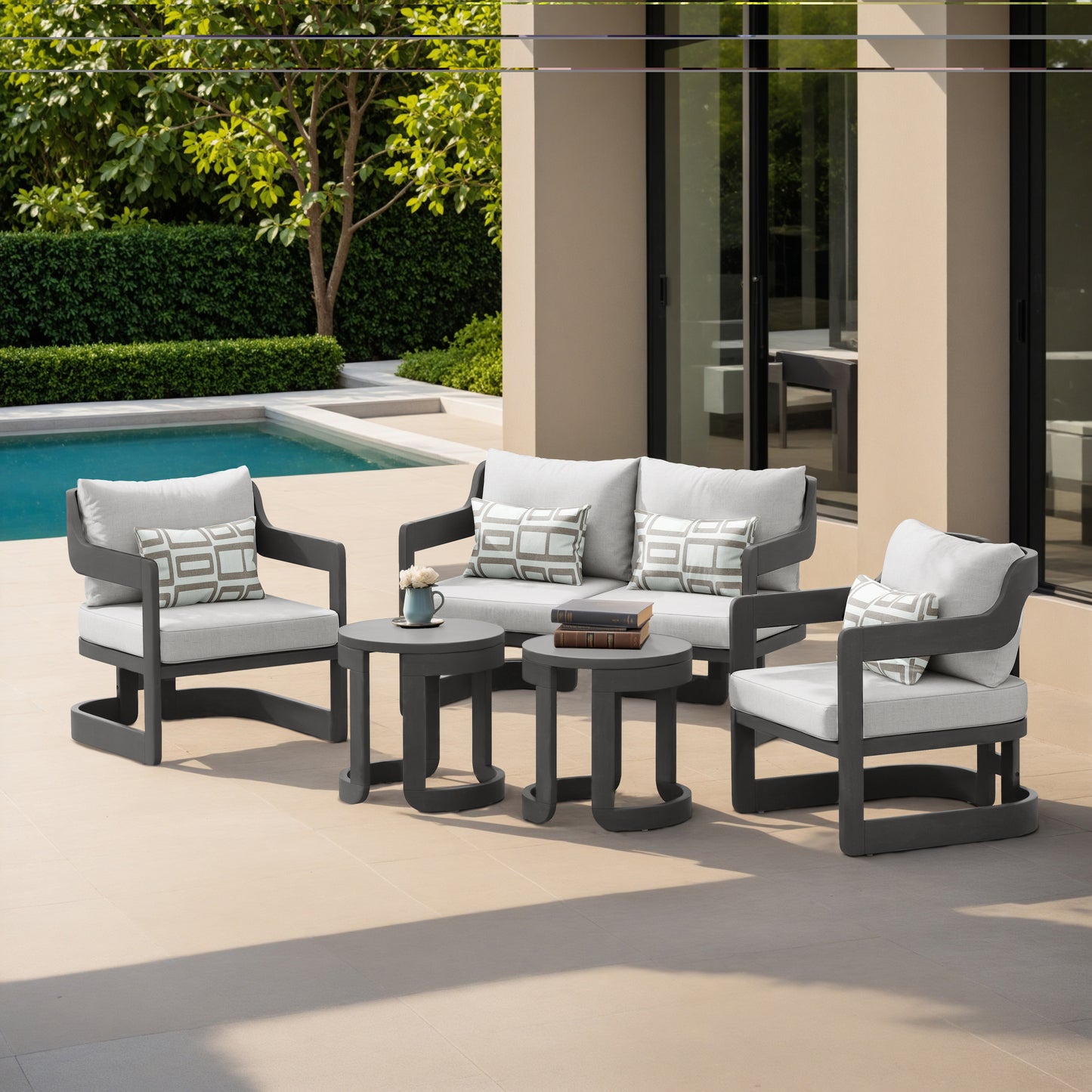 Begonia 5-Piece Conversation Set (Pale Gray)