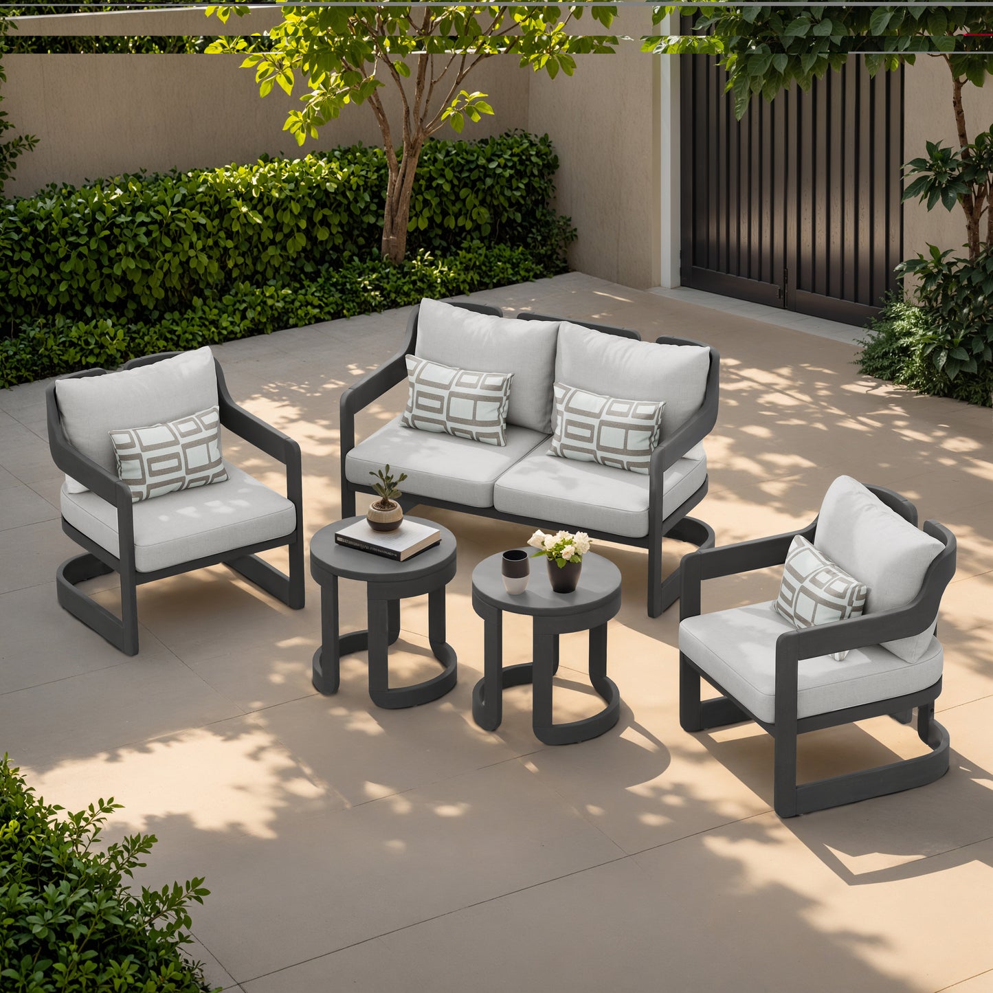 Begonia 5-Piece Conversation Set (Pale Gray)