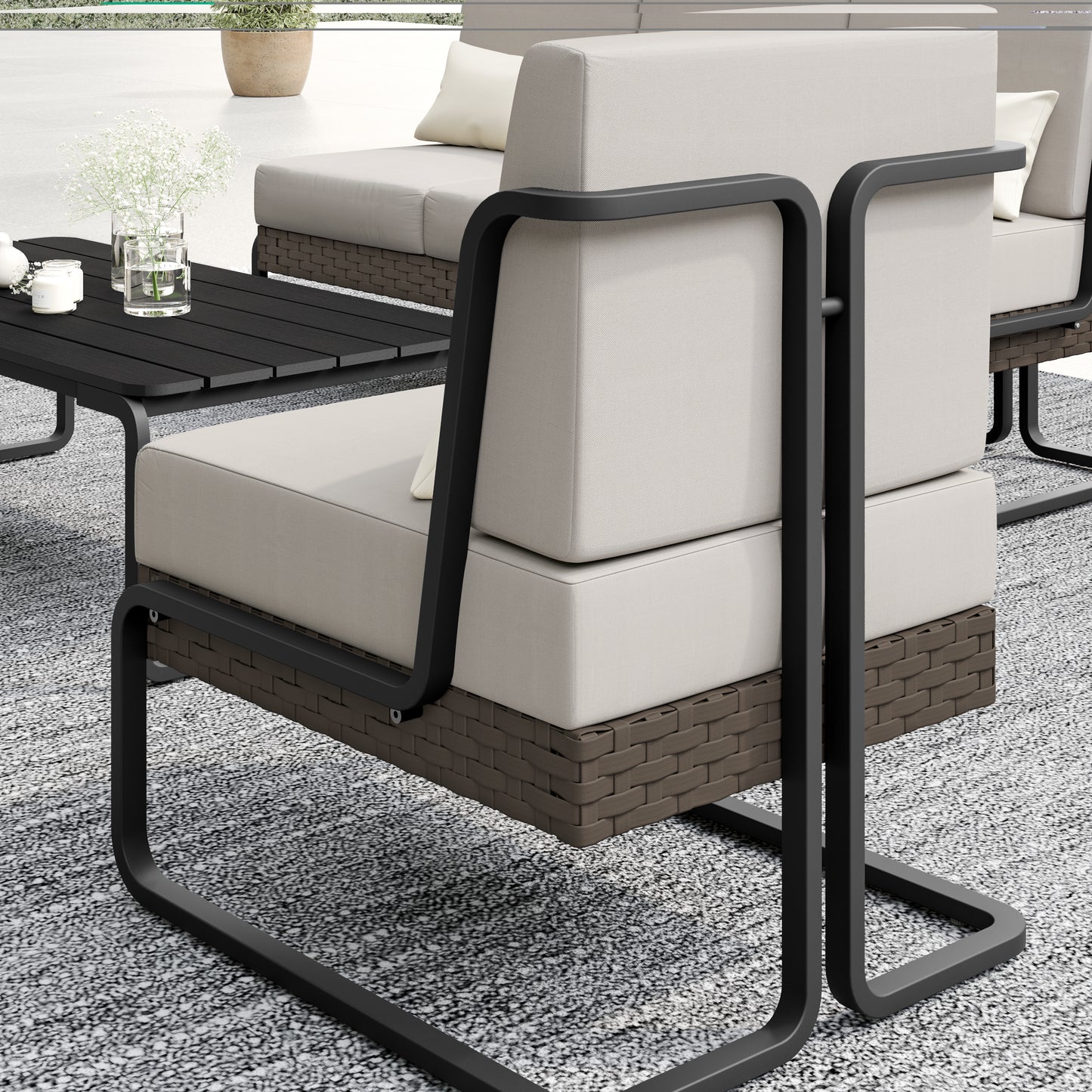 Plumeria 4-Piece Conversation Set (Light Gray)