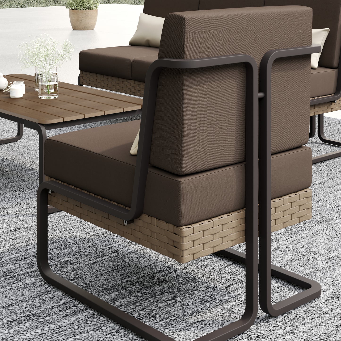 Plumeria 4-Piece Conversation Set (Brown)