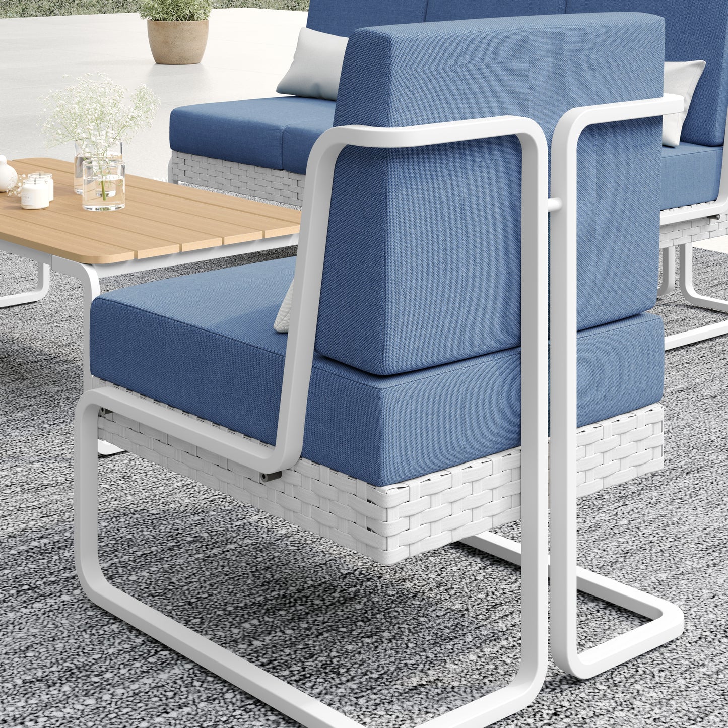 Plumeria 4-Piece Conversation Set (Blue)