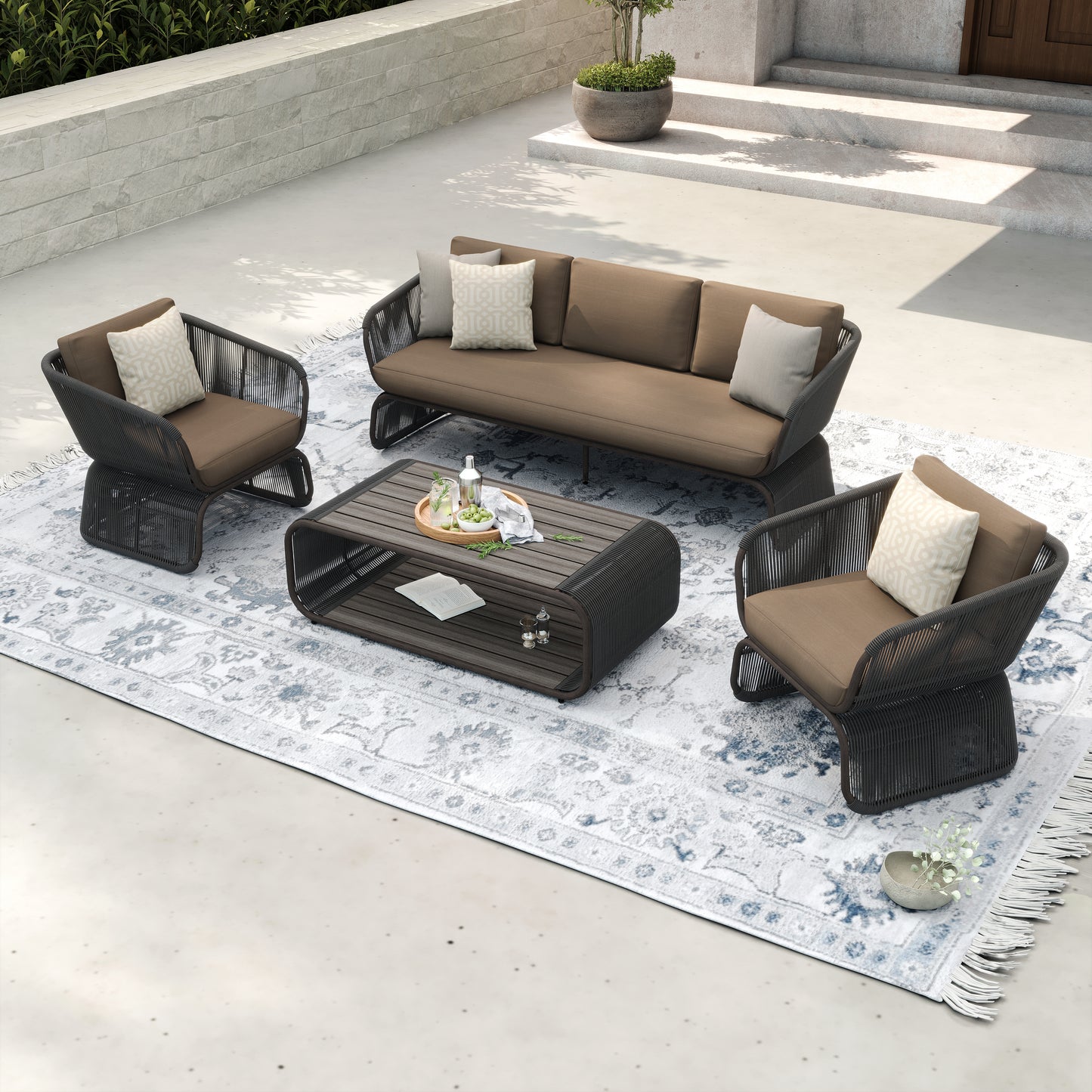 Maranta 4-Piece Conversation Set (Brown)