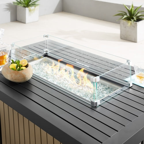 Venting Panel Fire Table Windscreen for rectangular fire table – Sirio