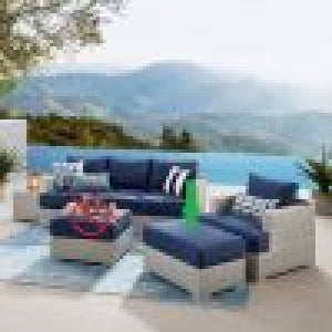 Large Milano Footstool - Dark Blue